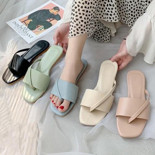 Women Sandals Flat Open Toe Summer Soft Sole Anti-slip Slippers for Beach