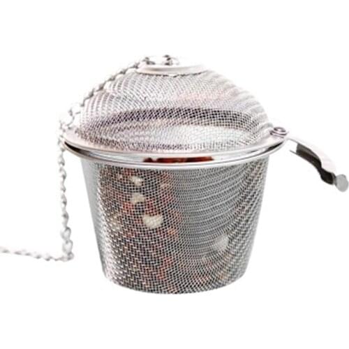 Stainless Steel Coffee Tea Filter with Chain Rope and Net Spherical Seasoning Ball Soup Ball Removable Tea Filter with Cover