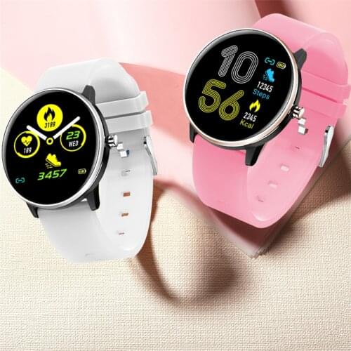 LS MX6 2020Stylish women men IP68 smart watch Round Screen smartwatch for Girl Heart rate monitor compatible For Android and IOS