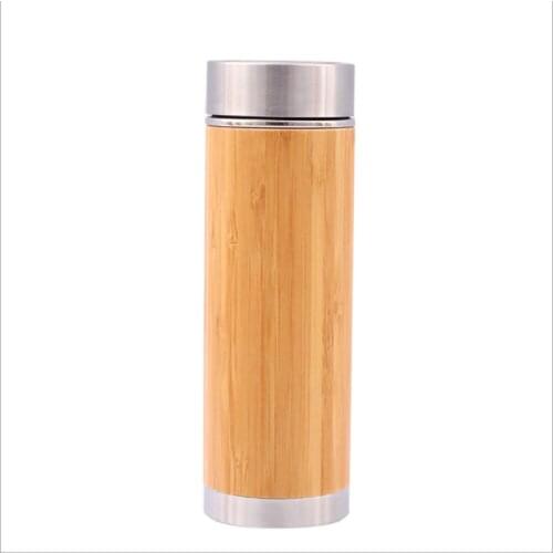 Natural Bamboo Tumbler 450ml Stainless Steel Liner Thermos Bottle Vacuum Flasks Insulated Bottles Coffee Tea Mug Bamboo Cup