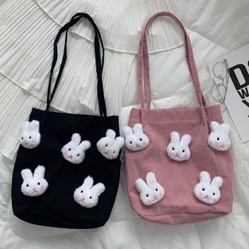 Corduroy Shoulder Bag New Lovely Cloth Bag Cartoon Versatile Casual Handbag Fashion Simple Personality Corduroy Shoulder Bag