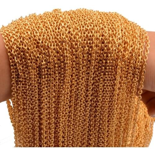 Top Quality 2/2.4/3.2mm Wide Gold Color Welding Cross Link Chain Necklace DIY Hangding Pendant Stainless Steel Wholesale Jewelry