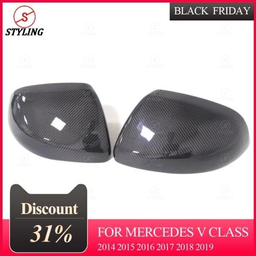 W447Carbon Fiber Mirror Cover For Mercedes V Class Side RearView cap Without LED light Replacement 2014 2015 2016 2017 2018 2019