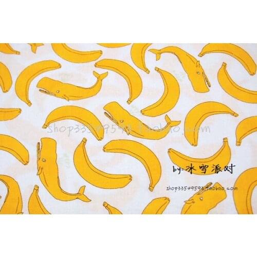Funny Cartoon Bananas Whale 100% Cotton Fabric For Sewing Quilting Patchwork Doll Kids Bedding Patchwork Tissue 105*50cm
