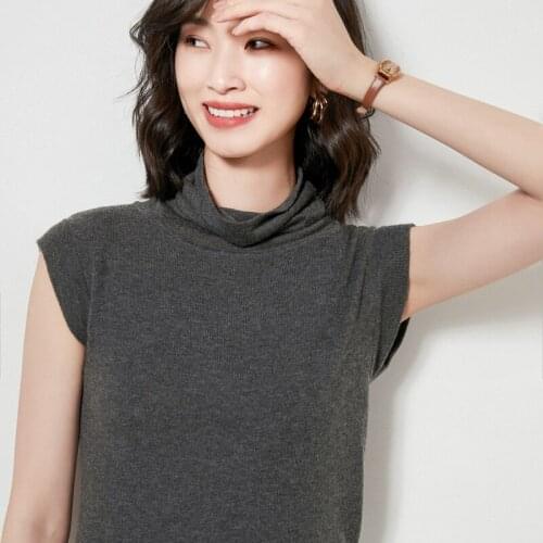 Womens Sweaters and Pullovers Female Autumn Turtleneck Solid Soft Sleeveless Cashmere Sweater Femme Fashion Thin Basic Jumper