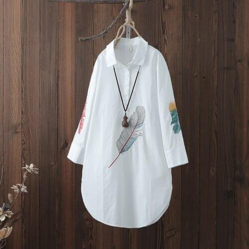 Womens tops and blouses embroidered Chinese style shirt women tops summer 2019 embroidery ladies top boho clothing AA4620