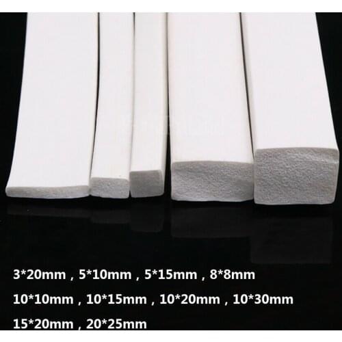 1 Meter White Sponge Cord Foam Rubber Strip 3*20mm 5*10mm -25*25mm 25*30mm Square Solid Foamed Silicone Rubber Seal Strip