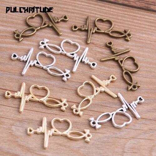 10pcs 33*18mm Three Color Love Charms Heartbeat Connector Jewelry Making DIY Handmade Craft DIY