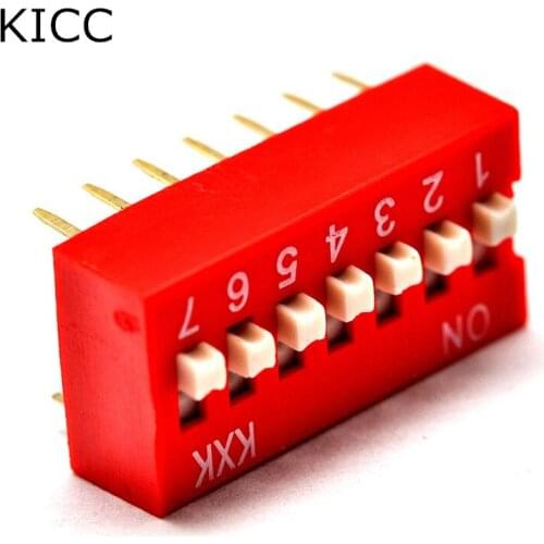 10Pcs Red Toggle switch 7 Limit 2.54mm DIP14 Coding number switch DS-07