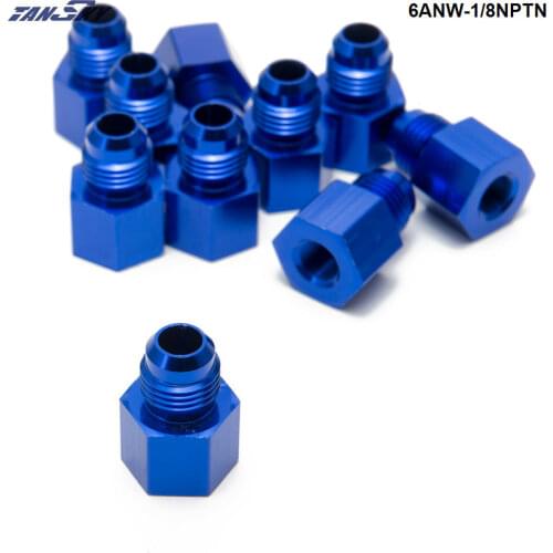 10PCS/LOT Fitting Flare Reducer Female -1/8NPT to Male -6AN Blue Oil/Fuel Fitting Adapter 6ANW-1/8NPTN
