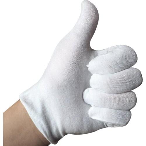 12 pairs White polyester cotton gloves work gloves etiquette inspection jewelry entertainment military parade workshop gloves