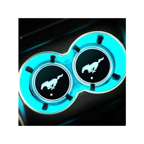 2X Led Car Logo Cup lights UBS car atmosphere light for Most models colorful intelligent Smart luminous water coaster for Tesla