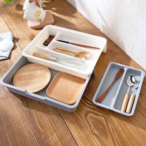 3Pcs Kitchen Containers for Knives Forks Spoon Chopsticks Storage Tray Box Makeup Organzier Plastic Container Tableware Holder