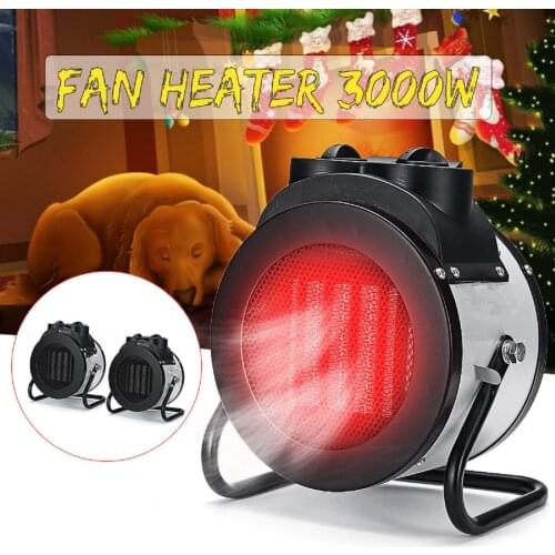 3000W 220V Adjustable Industrial Electric Heater Fan Commercial Warm Heater Blower Air Workshop Space Garage Heating Appliances