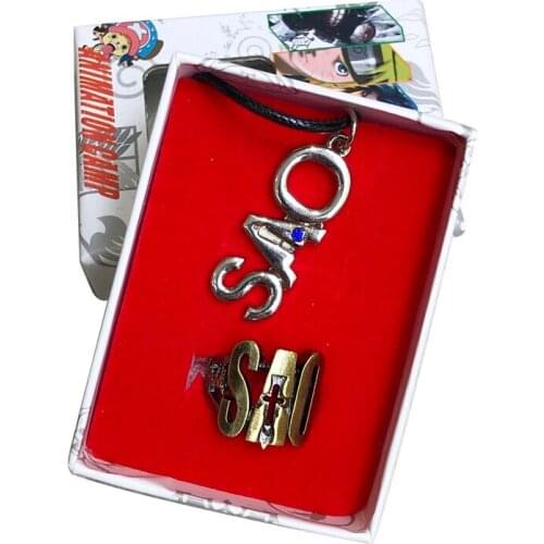 4Kinds 2Pcs/Set Cartoon Sword Art Online SAO Kirigaya Kazuto Yuuki Asuna Metal Pendant Necklace Ring Alloy Cosplay