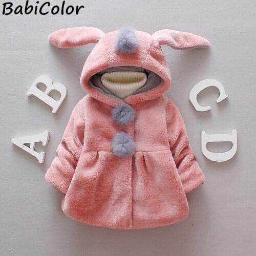 BabiColor Winter Baby Girls Clothes Faux Fur Fleece Coat Pageant Warm Jacket Xmas Snowsuit Baby Hooded Jacket Outerwear