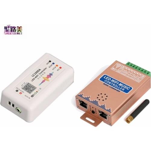 DC5-24V 12V WIFI SPI Music Spectrum Controller for LED Digital Pixel Strip 1024-2048 Pixels LED Screen Controller with Built