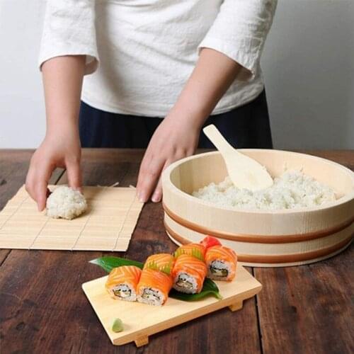 Wooden Japanese Sushi Rice Bucket Korean Rice Mix Bucket Simple Container Bucket for Kitchen Home Restaurant