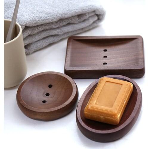 Soap Holder Black Walnut Wooden Handmade Wooden Bamboo Soap Box Round Safety Wooden Rectangle Bamboo Oval Bathroon Suppliers