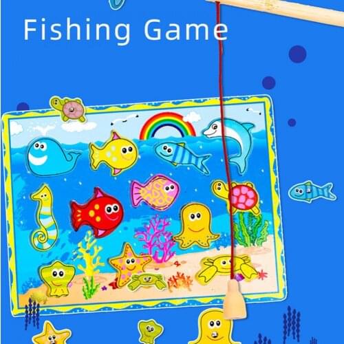 Children Wooden Magnetic Fishing Game Board Jigsaw Puzzles Interactive Play Toy Kid Montessori Educational Toys Birthday Gift