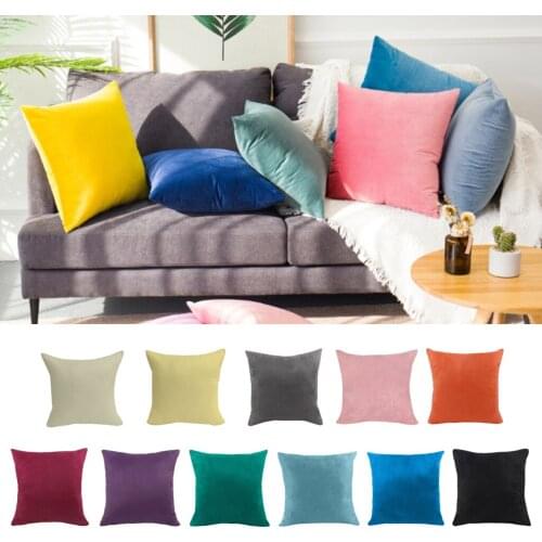Sofa Throw Pillow Cover Velvet Solid Color Pillow Case 18x18 Inch/ 24x24inch