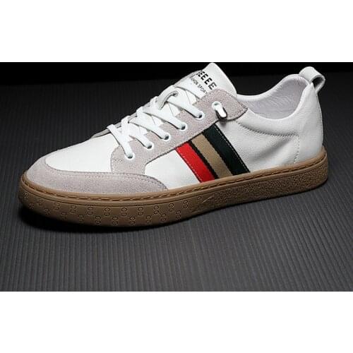 Shoes Men Original Genuine Leather Man White Shoe 2021 Autumn Fashion Designer Walking Footwear Male Casual Sneakers Flats Soft