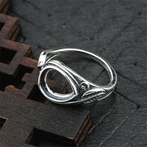Ring Blank for 8x10mm Oval or Teardrop Cabochons Thai Sterling Silver Adjustable Band Ring Setting JZ0018