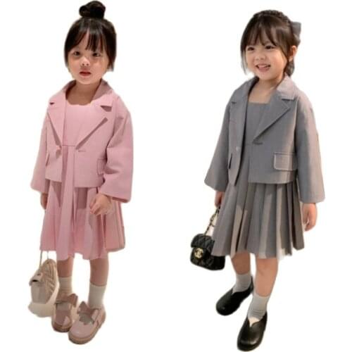 Novel Girls Blazers Suits Kids Outfit for 2 3 4 5 6 7 8 Years Old Jacket Coats Dress Wedding Christmas Birthday Party Clohtes
