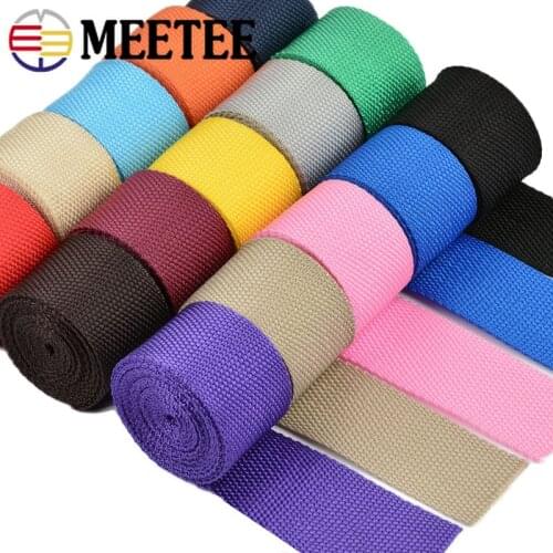 Meetee 10meters 25mm Nylon Polyester PP Webbing Ribbon for Strapping Braided Rope Bag Strap Belt DIY Clothes Sewing Accessories