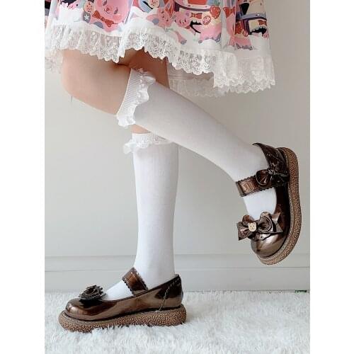 College Sweet Girls Student Mid Heel Kawaii Tea Party Japanese Cute Anime Lolita Shoes Jk Uniform Shoe Pu Platform Big Size 41