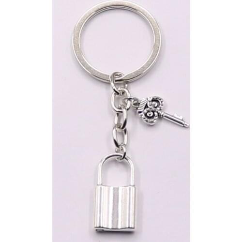 Fashion Zinc Alloy Lock pendant keychain Lock Key charm keychain DIY Handmade Jewelry Gift