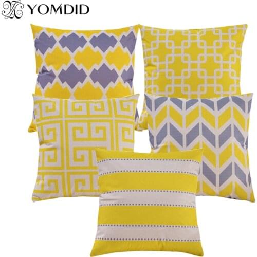 Fashion Stripe Cushion Cover Nordic Geometric Yellow Grey decorative Pillow case Sofa Bed Car home Decor Cushion covers 45x45cm