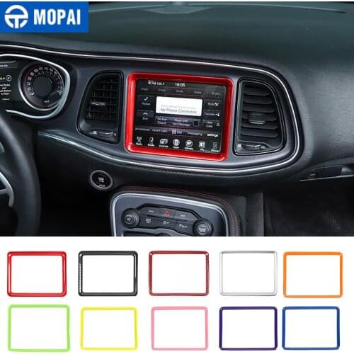 MOPAI Car Dashboard GPS Navigation Frame Decoration Cover Stickers for Dodge Challenger 2015-2020 Interior Accessories