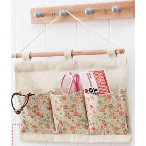Wall Hanging Storage Bags Organizer Linen Closet Children Room Organizer Pouch for Toys Books Cosmetic Sundries 3 Pockets