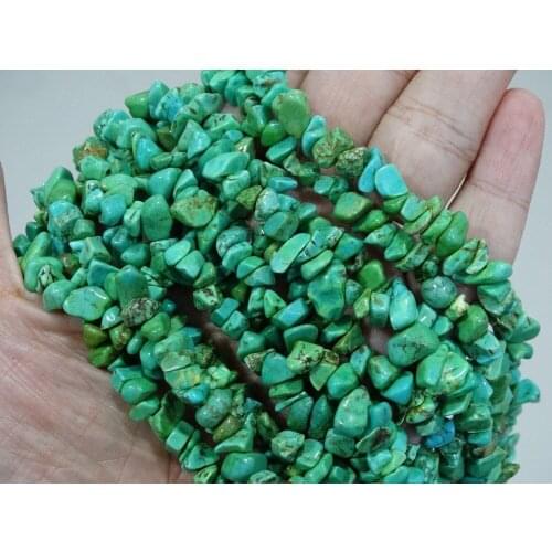 Natural Green Tur-quoise Gems stone 5-8mm Freeformed Chip Beads 35'' for Jewelry Making Crafts 5 Strands/Pack