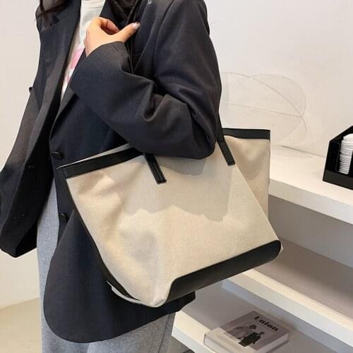 New Fashion Trend Canvas Tote Bag 2021 Large Capacity Simple Style Big Brand Shoulder Bag Shopper Spring Summer Womens Bag