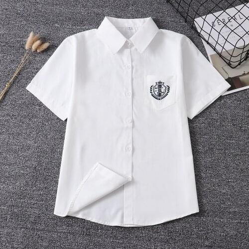New Japanese School Uniform For Girls Short Sleeve White Shirt School Dress Jk Sailor Suit Tops Business Work Uniforms For Women