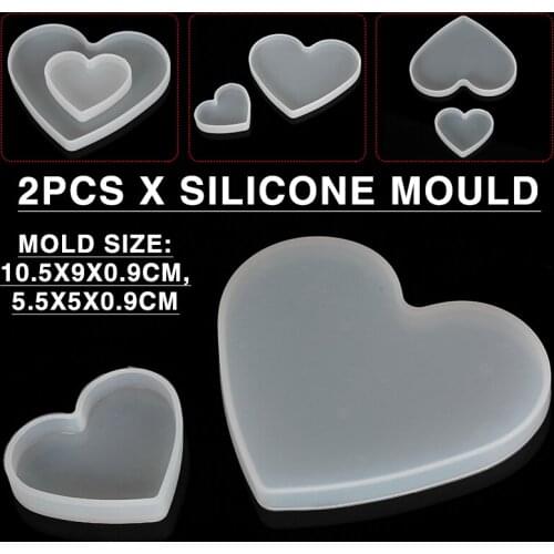 Newest Heart Coaster Tray Resin Plate Molds Love Shape Silicone Mold Kit High Quality Craft DIY Tools Supplies