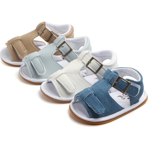 Summer New Casual Newborn Baby Infants Boys Girls Unisex PU Leather Sandals Prewalker Soft Sole Anti-Slip Crib Shoes