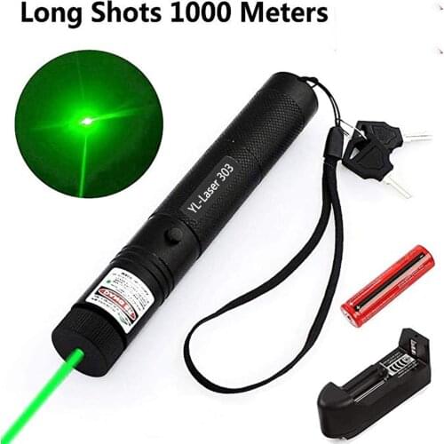 Hunting High Power Adjustable Focus Burning Green Laser Pointer Pen 532nm Continuous Line 500 to 10000 meters Lazer 301 range