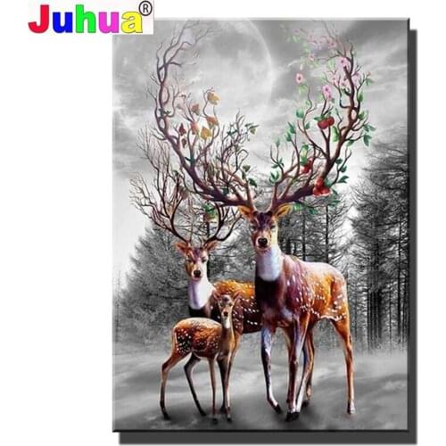 Full Round drill diamond Painting Deer Moon Baby Animal,5D DIY diamond embroidery Tree Scenery mosaic Home Decor Gift