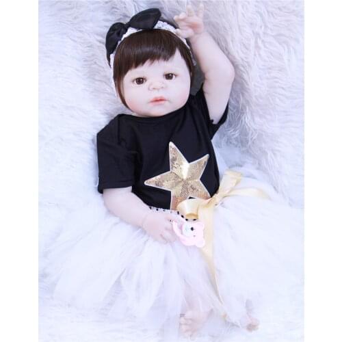 Lifelike baby reborn dolls 23"57cm full silicone reborn baby girl dolls toys gift Bebes reborn com corpo de silicone menina