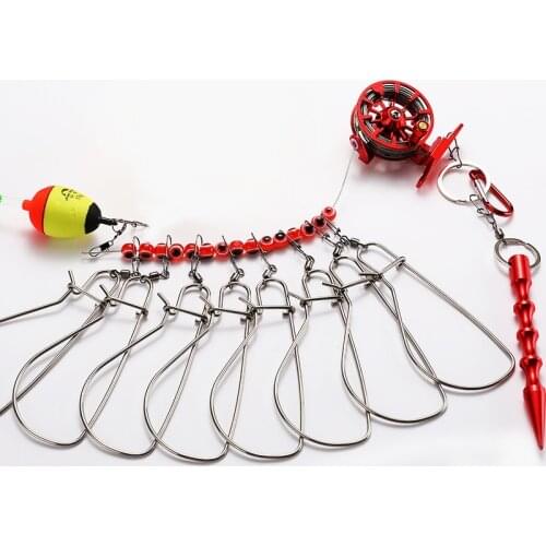 Best Stainless Steel Fishing Lock Buckle With Reel Lanyard Live Fish Lock Belt Fishing Tackle Stringer Fishing Floats Reel