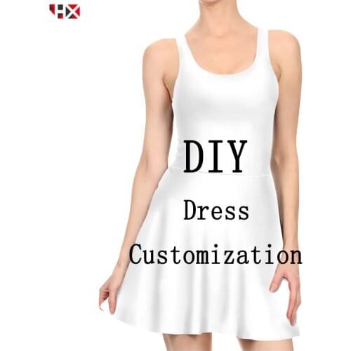 Sexy Dress Women 3D Print DIY Personalized Design Pleated Dress Own Image/Photo/Star/Singer/Anime Ladies Casual Dresses X521