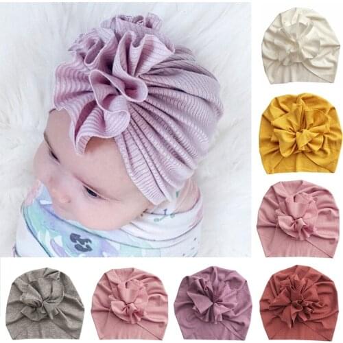 Big Flower Baby Girl Hat Soft Cotton Newborn Baby Accessories Turban Spring Summer Autumn Infant Toddler Kids bonnet Beanie Cap