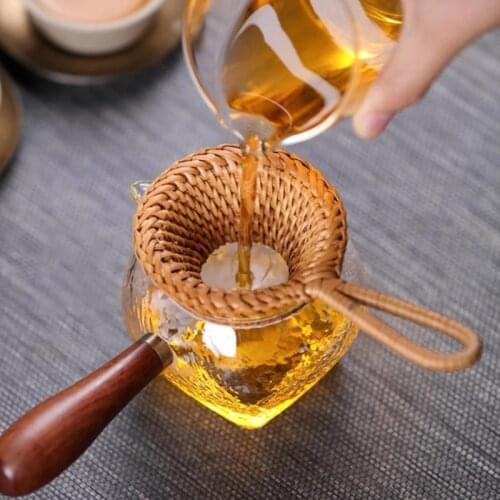 C5AD Tea Strainers Natural Rattan Kitchen Gadget Bamboo Tea Filter Strainer Filter Infuser for Chinese Tea Ceremony Tea Tools