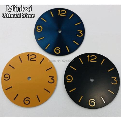 Miuksi 38.8mm black blue orange sandwich sterile watch dial luminous dial fit ETA 6497/6498 movement