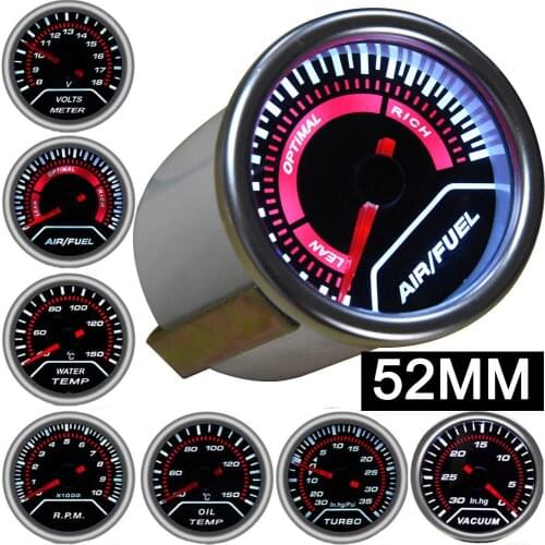 52mm led white car tachometer rpm meter air fuel gauges boost gauge bar psi water temp oil temp oil press gauge + sensor EGT