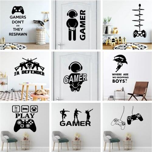Gamer Vinyl Wall Sticker For Kids Rooms Decoration decal Poster boys Gaming PS4 Battle Royale Xbox Game Stickers Mural Wallpaper