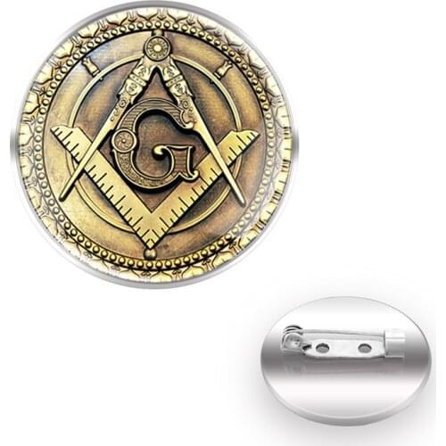 Vintage Freemason брошь Brooches брошки женские большие Collar Pin Glass Convex Dome брошки Accessories Gift